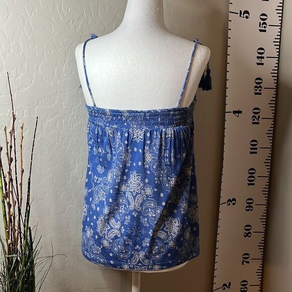 AEROPOSTALE blue and white sleeveless top with skinny adjustable straps SZ XS - Picture 4 of 9